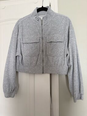 Aerie Ribbed Cropped Zip Jacket